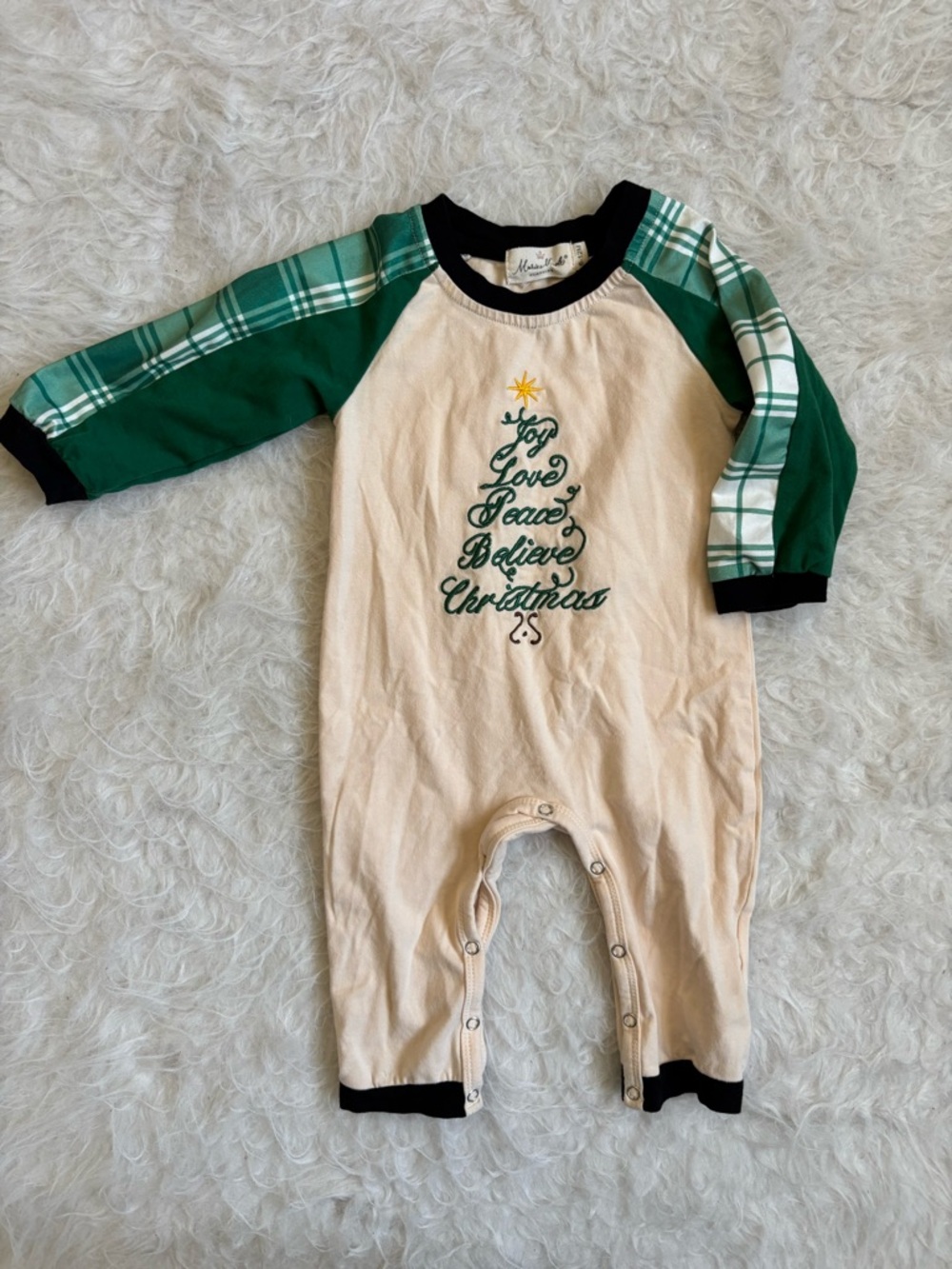 Marie Nicole Boutique Festive Embroidered Holiday Tree Baby Jumpsuit